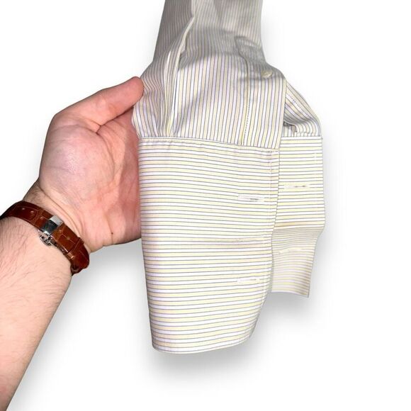 Yellow Brooks Brothers 1818 French Cuff Button Down Shirt 15.5 - Picture 4 of 8